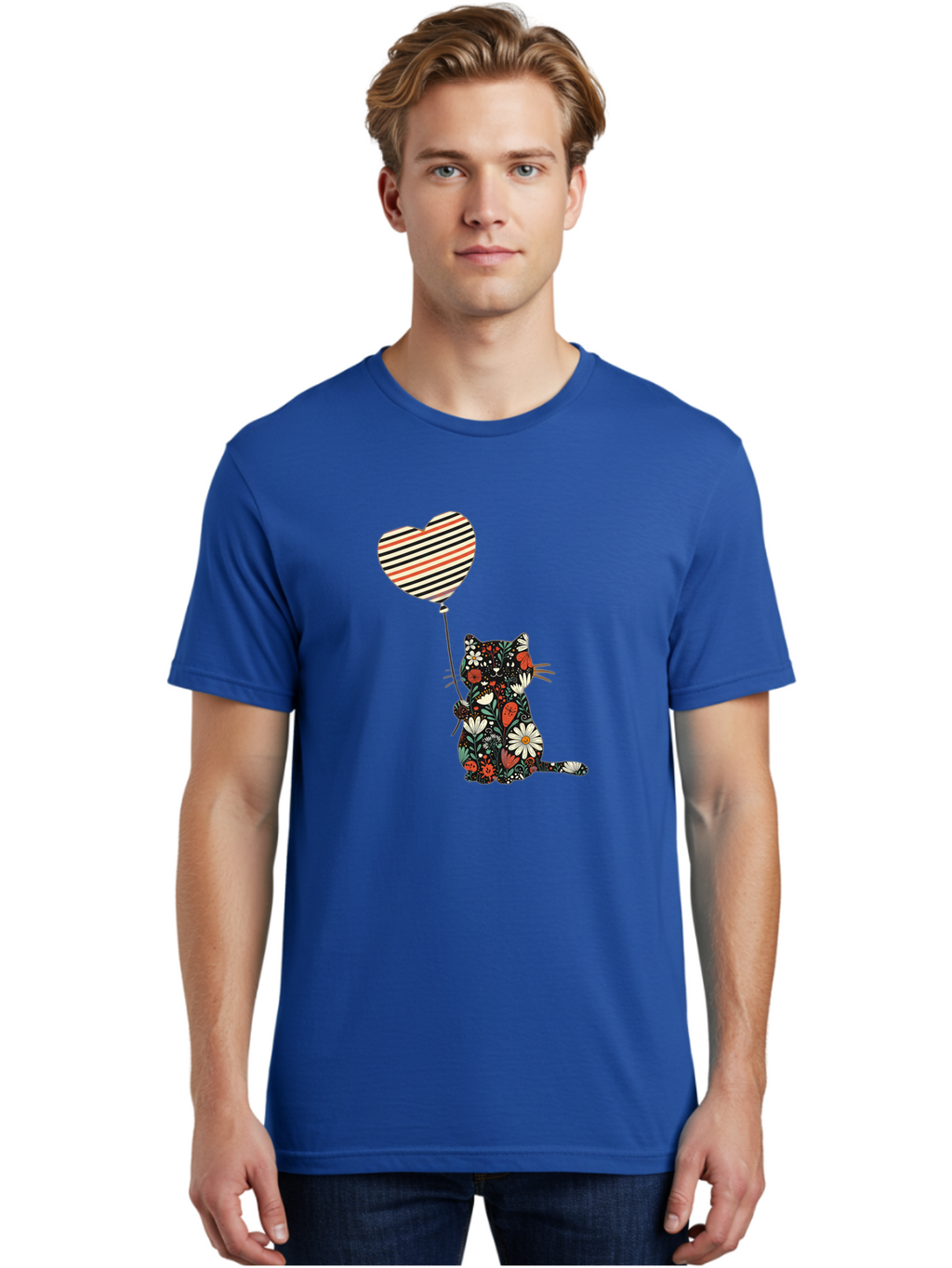Floral-Cat-Heart-Balloon Men'S Graphic Tee, 100% Cotton, Comfortable Casual Summer Wear, Machine Washable, Vintage Camera, Old Camera, Antique Camera, Black Camera, Classic Photography, Photography Equipment, Nostalgic Device, Film Camera, Bah997