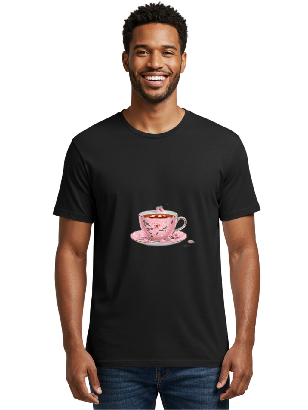 Floral-Tea-Cup Men'S Graphic Tee, 100% Cotton, Comfortable Casual Summer Wear, Machine Washable, Vintage Camera, Old Camera, Antique Camera, Black Camera, Classic Photography, Photography Equipment, Nostalgic Device, Film Camera, Camera Art Bai001