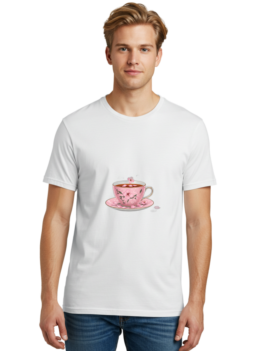 Floral-Tea-Cup Men'S Graphic Tee, 100% Cotton, Comfortable Casual Summer Wear, Machine Washable, Vintage Camera, Old Camera, Antique Camera, Black Camera, Classic Photography, Photography Equipment, Nostalgic Device, Film Camera, Camera Art Bai001