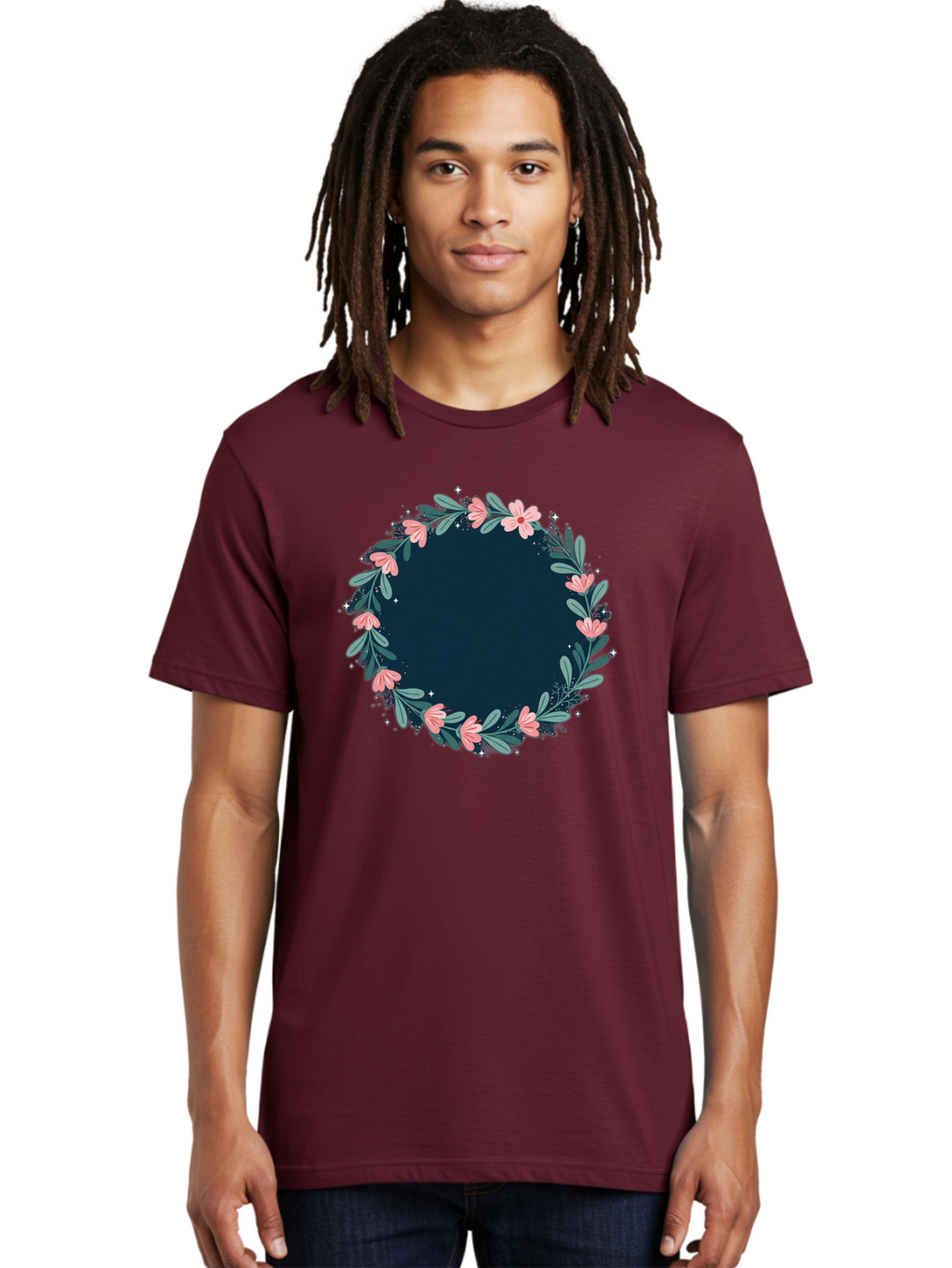 Floral-Wreath-1 Men'S Graphic Tee, 100% Cotton, Comfortable Casual Summer Wear, Machine Washable, Vintage Camera, Old Camera, Antique Camera, Black Camera, Classic Photography, Photography Equipment, Nostalgic Device, Film Camera, Camera Art Bai002
