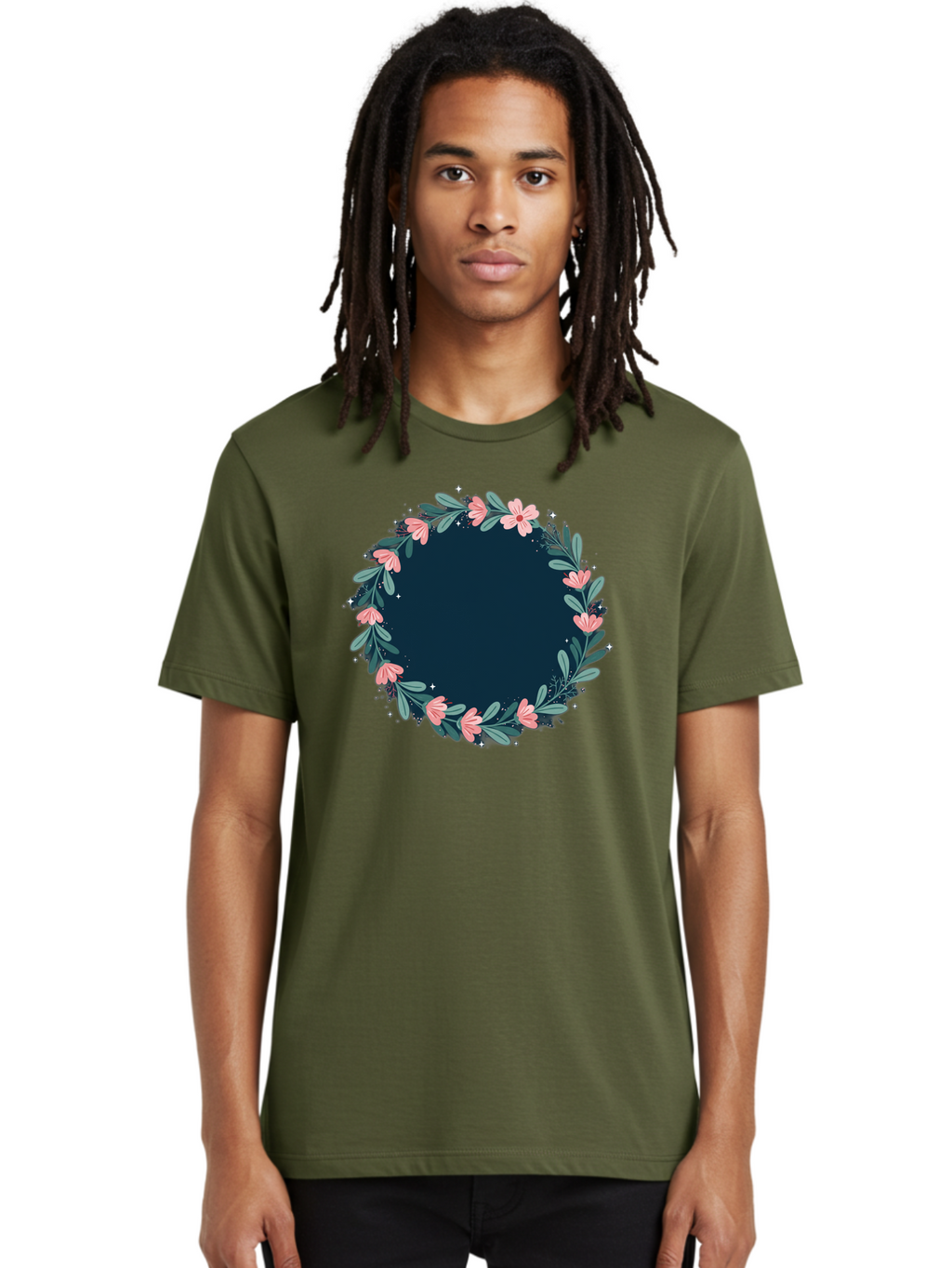 Floral-Wreath-1 Men'S Graphic Tee, 100% Cotton, Comfortable Casual Summer Wear, Machine Washable, Vintage Camera, Old Camera, Antique Camera, Black Camera, Classic Photography, Photography Equipment, Nostalgic Device, Film Camera, Camera Art Bai002