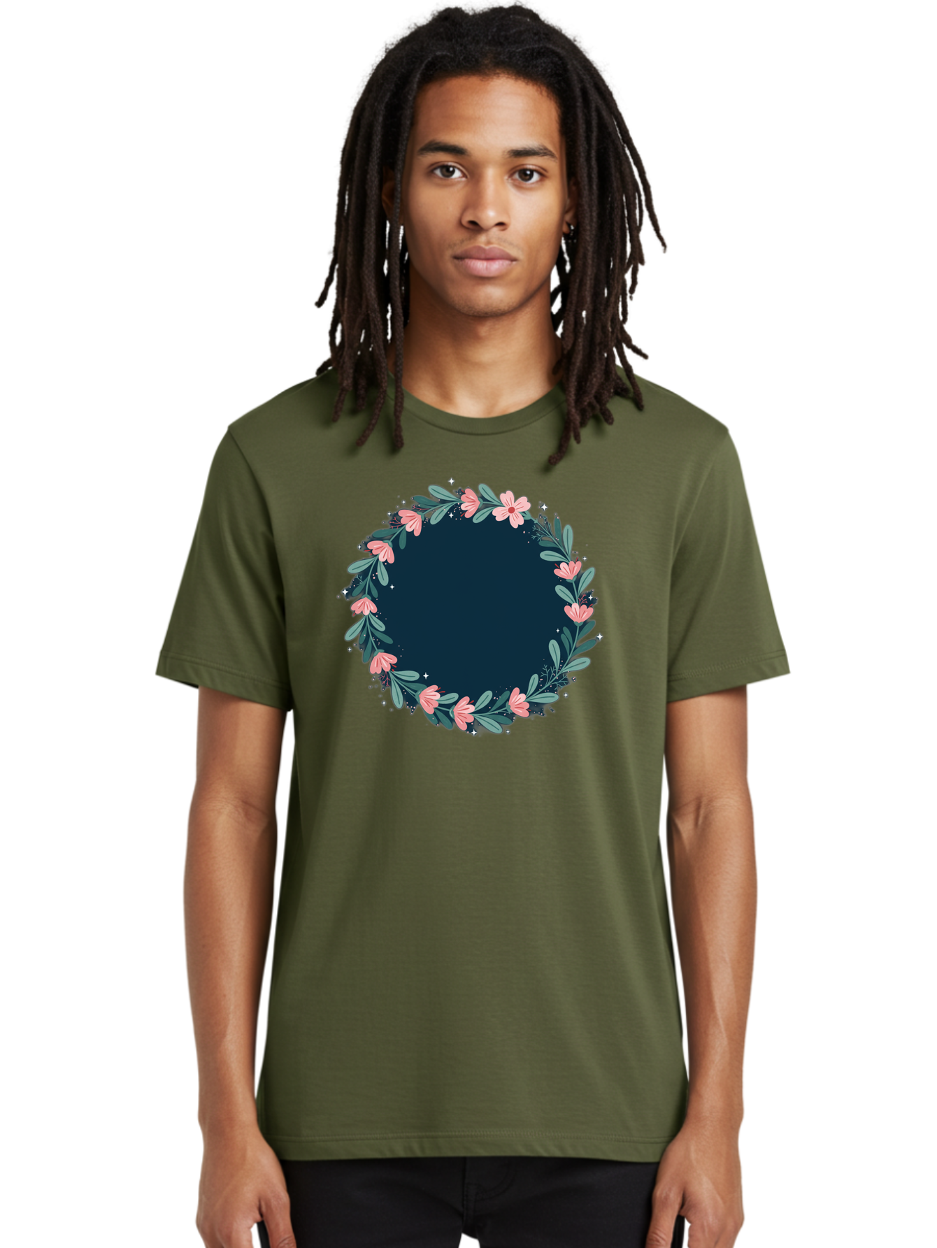 Floral-Wreath-1 Men'S Graphic Tee, 100% Cotton, Comfortable Casual Summer Wear, Machine Washable, Vintage Camera, Old Camera, Antique Camera, Black Camera, Classic Photography, Photography Equipment, Nostalgic Device, Film Camera, Camera Art Bai002