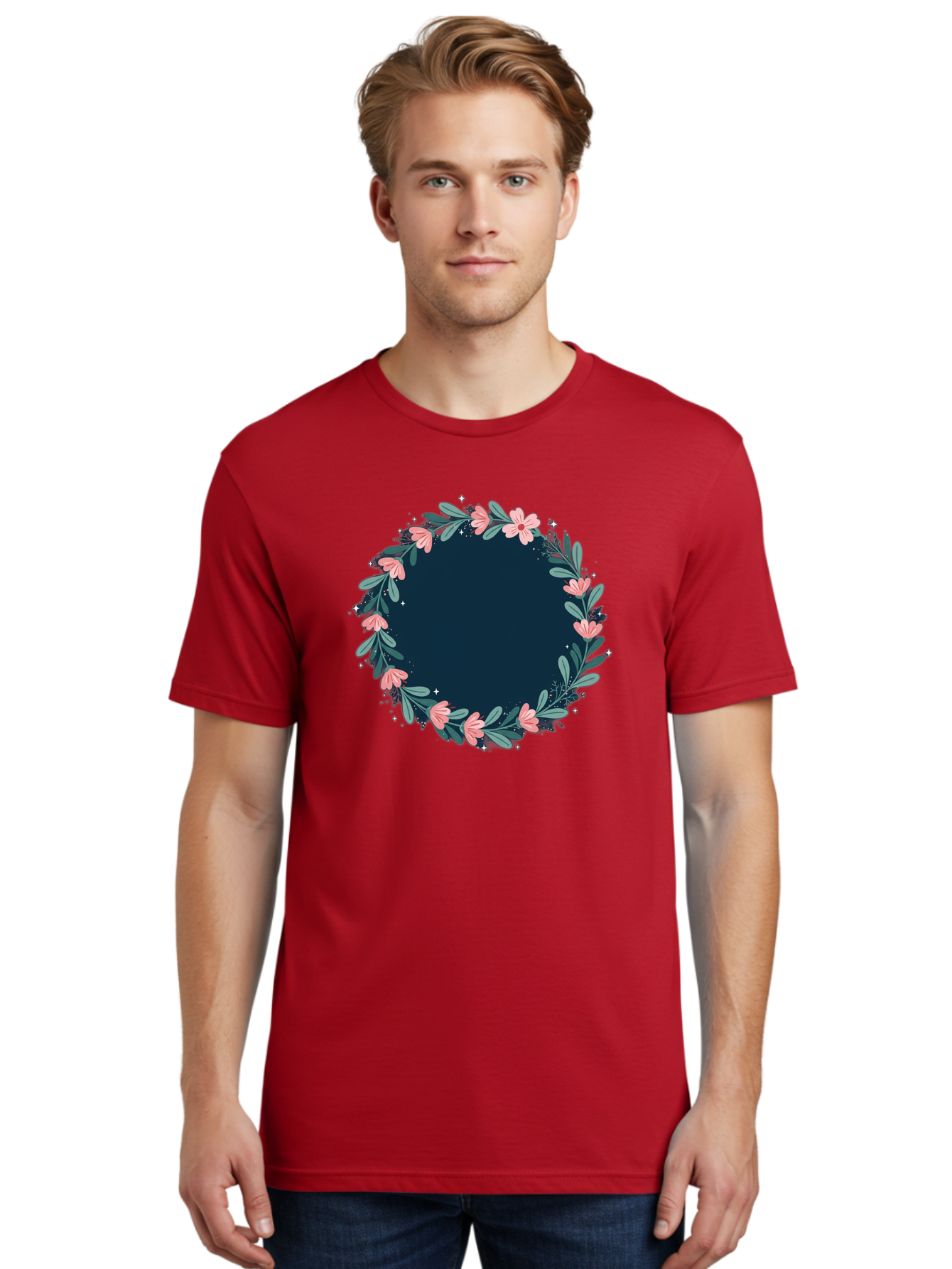 Floral-Wreath-1 Men'S Graphic Tee, 100% Cotton, Comfortable Casual Summer Wear, Machine Washable, Vintage Camera, Old Camera, Antique Camera, Black Camera, Classic Photography, Photography Equipment, Nostalgic Device, Film Camera, Camera Art Bai002