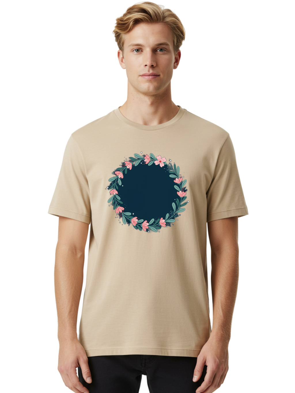 Floral-Wreath-1 Men'S Graphic Tee, 100% Cotton, Comfortable Casual Summer Wear, Machine Washable, Vintage Camera, Old Camera, Antique Camera, Black Camera, Classic Photography, Photography Equipment, Nostalgic Device, Film Camera, Camera Art Bai002