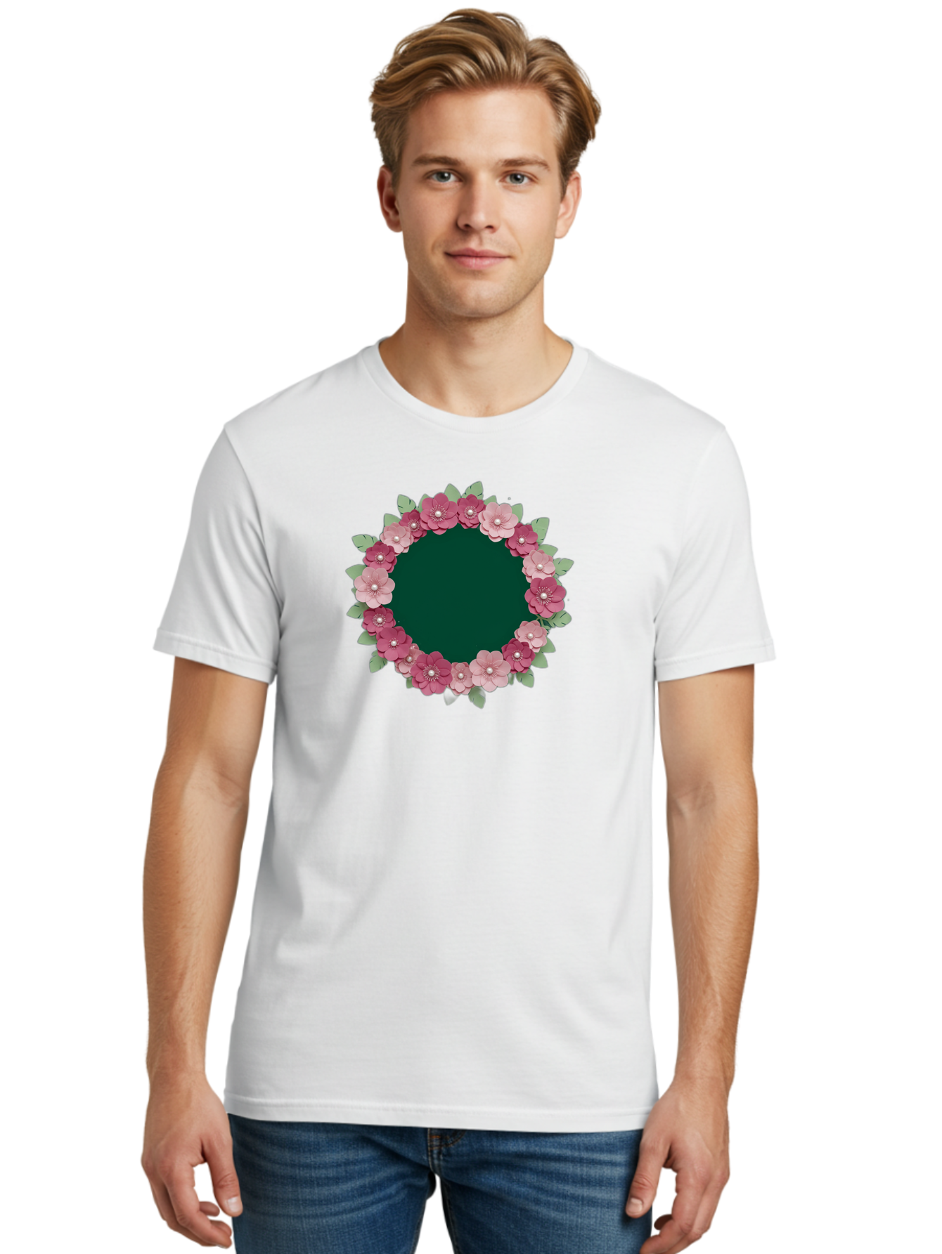 Floral-Wreath-2 Men'S Graphic Tee, 100% Cotton, Comfortable Casual Summer Wear, Machine Washable, Vintage Camera, Old Camera, Antique Camera, Black Camera, Classic Photography, Photography Equipment, Nostalgic Device, Film Camera, Camera Art Bai003