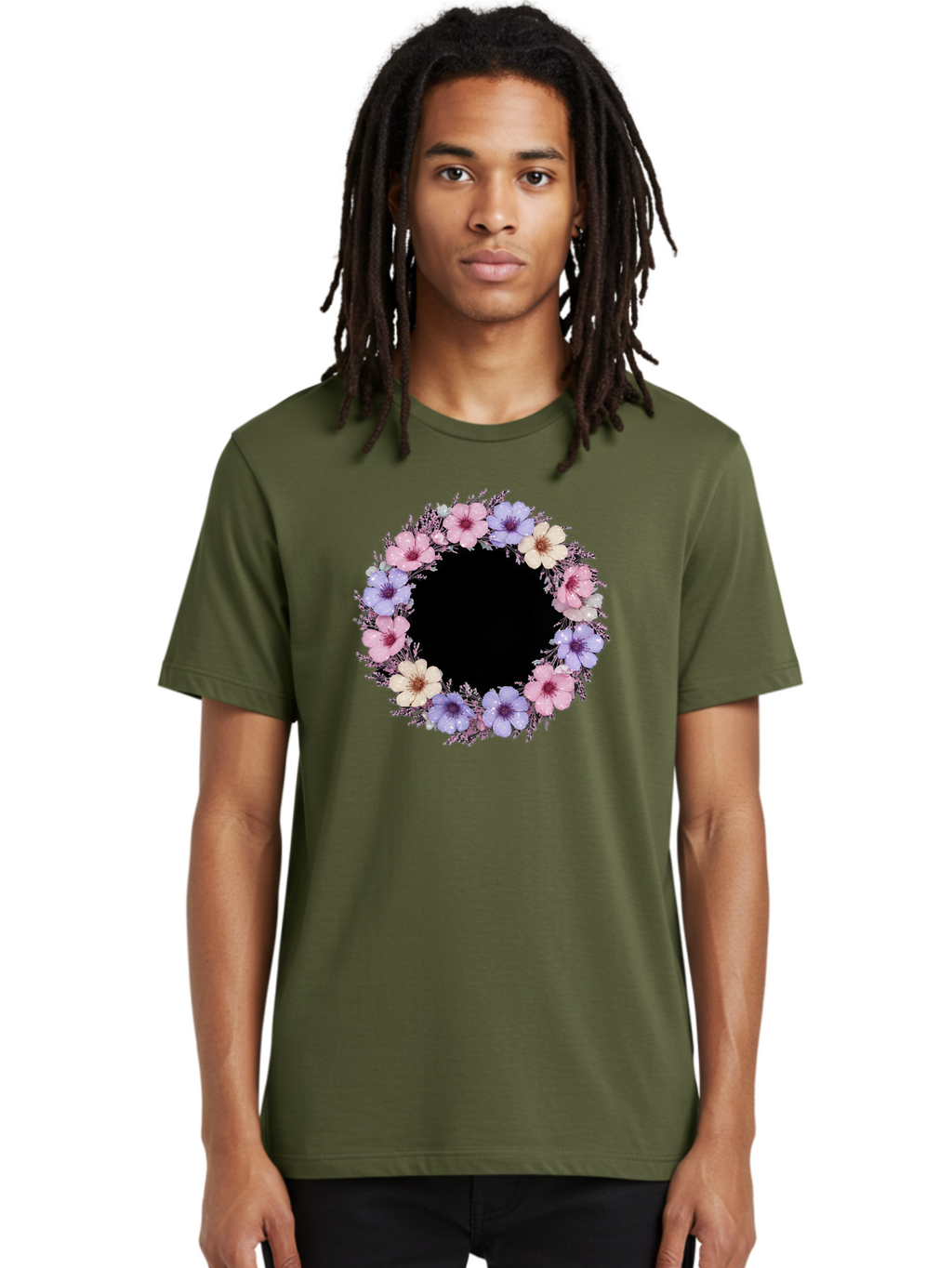 Floral-Wreath Men'S Graphic Tee, 100% Cotton, Comfortable Casual Summer Wear, Machine Washable, Vintage Camera, Old Camera, Antique Camera, Black Camera, Classic Photography, Photography Equipment, Nostalgic Device, Film Camera, Camera Art Bai005