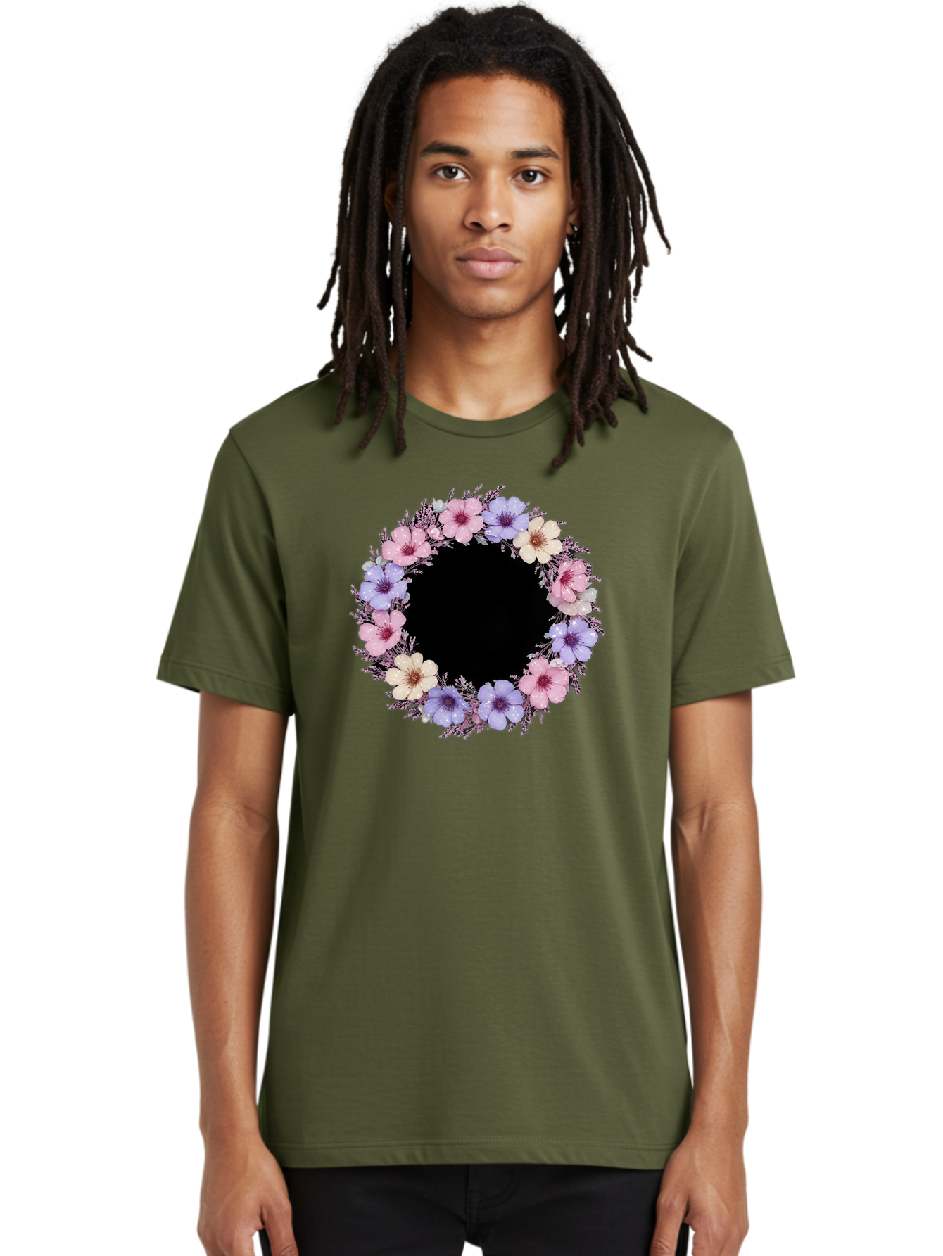 Floral-Wreath Men'S Graphic Tee, 100% Cotton, Comfortable Casual Summer Wear, Machine Washable, Vintage Camera, Old Camera, Antique Camera, Black Camera, Classic Photography, Photography Equipment, Nostalgic Device, Film Camera, Camera Art Bai005