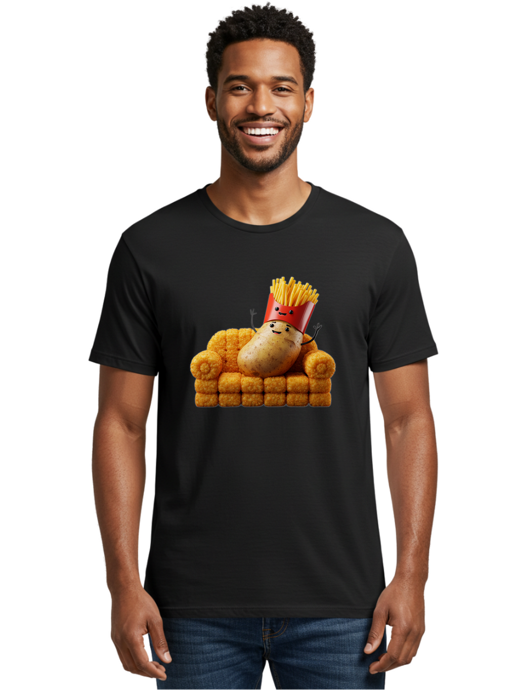 French-Fries-With-Potato Men'S Graphic Tee, 100% Cotton, Comfortable Casual Summer Wear, Machine Washable, Vintage Camera, Old Camera, Antique Camera, Black Camera, Classic Photography, Photography Equipment, Nostalgic Device, Film Camera, Bai008