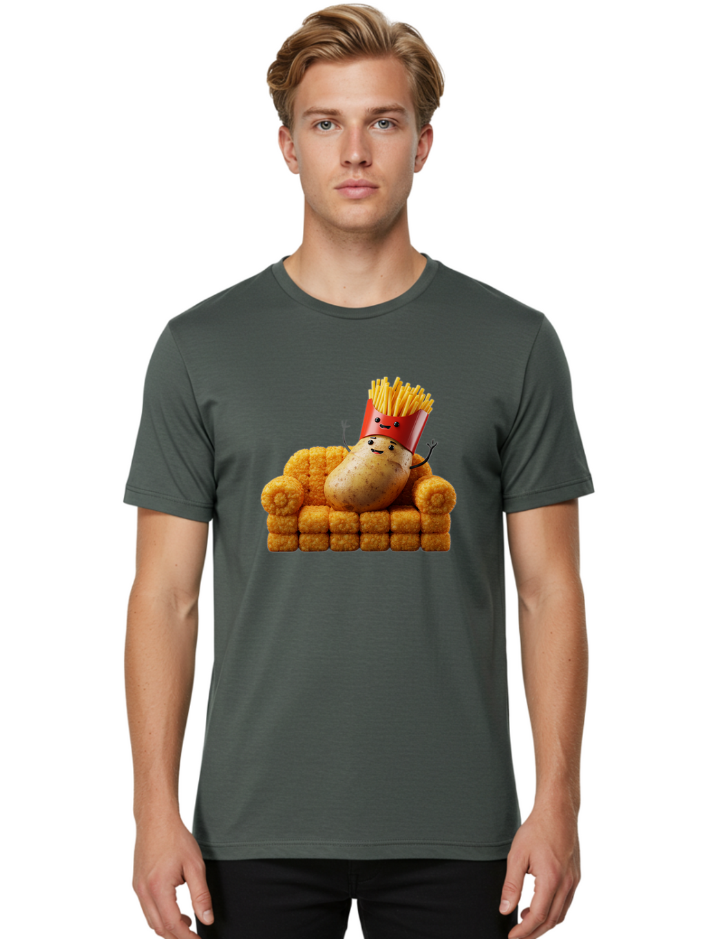 French-Fries-With-Potato Men'S Graphic Tee, 100% Cotton, Comfortable Casual Summer Wear, Machine Washable, Vintage Camera, Old Camera, Antique Camera, Black Camera, Classic Photography, Photography Equipment, Nostalgic Device, Film Camera, Bai008