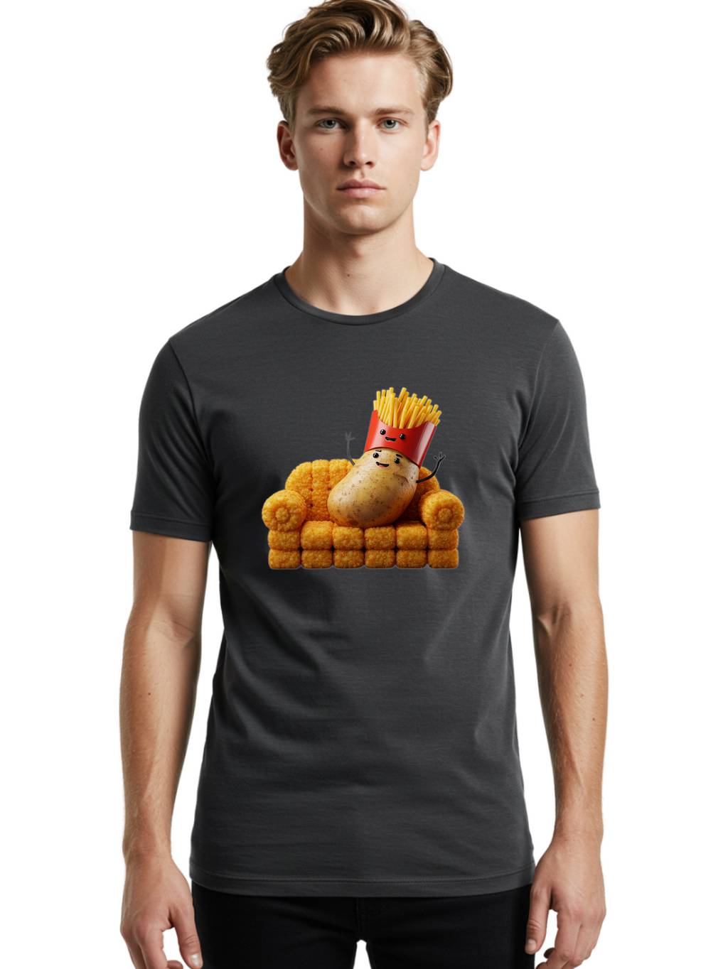 French-Fries-With-Potato Men'S Graphic Tee, 100% Cotton, Comfortable Casual Summer Wear, Machine Washable, Vintage Camera, Old Camera, Antique Camera, Black Camera, Classic Photography, Photography Equipment, Nostalgic Device, Film Camera, Bai008
