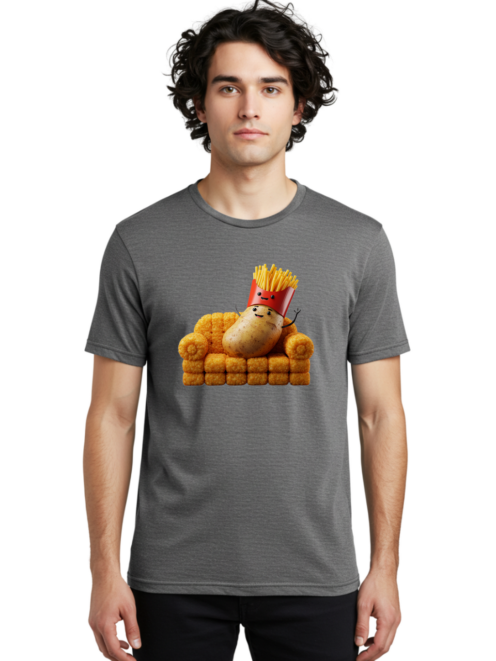 French-Fries-With-Potato Men'S Graphic Tee, 100% Cotton, Comfortable Casual Summer Wear, Machine Washable, Vintage Camera, Old Camera, Antique Camera, Black Camera, Classic Photography, Photography Equipment, Nostalgic Device, Film Camera, Bai008
