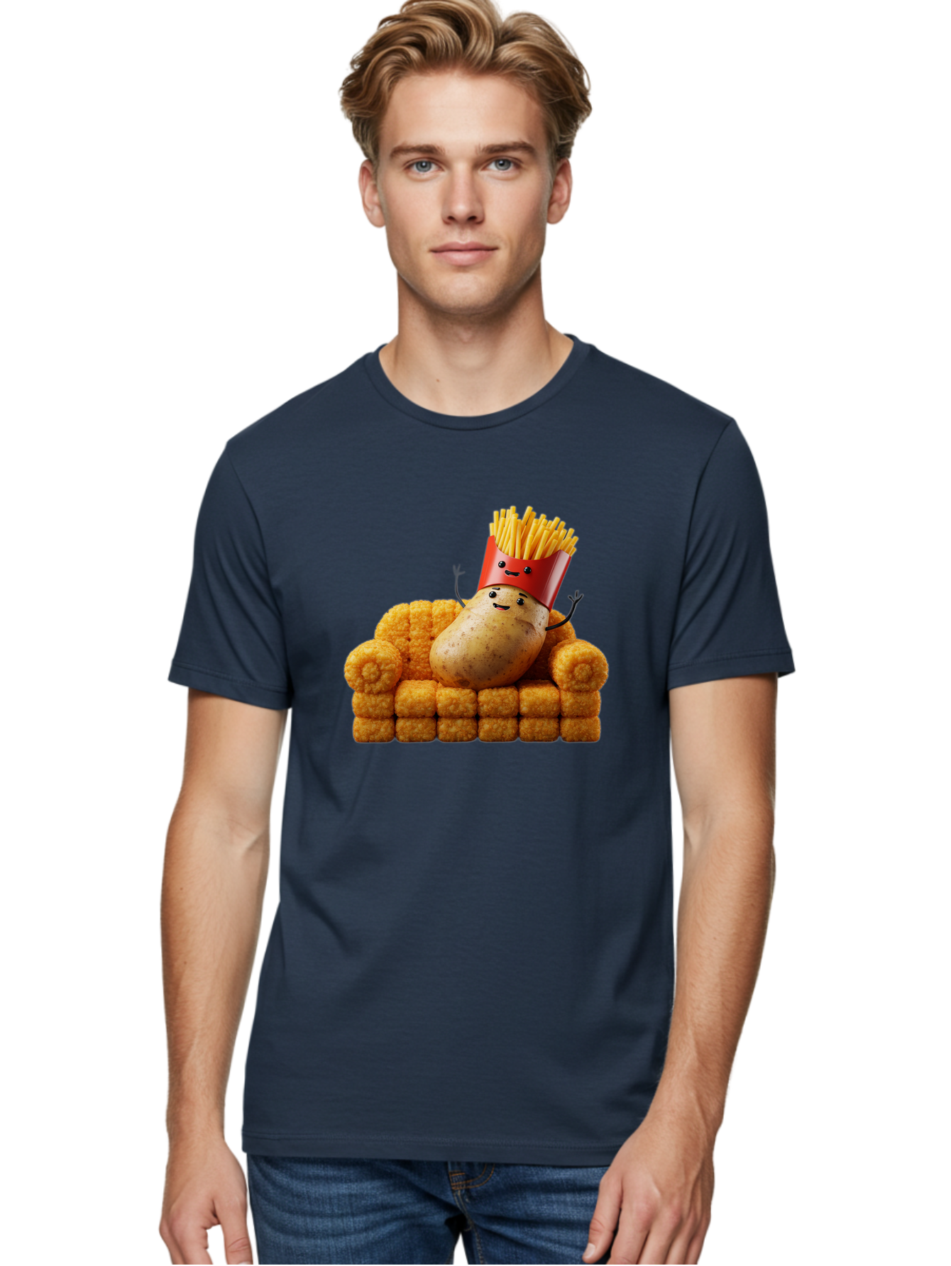 French-Fries-With-Potato Men'S Graphic Tee, 100% Cotton, Comfortable Casual Summer Wear, Machine Washable, Vintage Camera, Old Camera, Antique Camera, Black Camera, Classic Photography, Photography Equipment, Nostalgic Device, Film Camera, Bai008