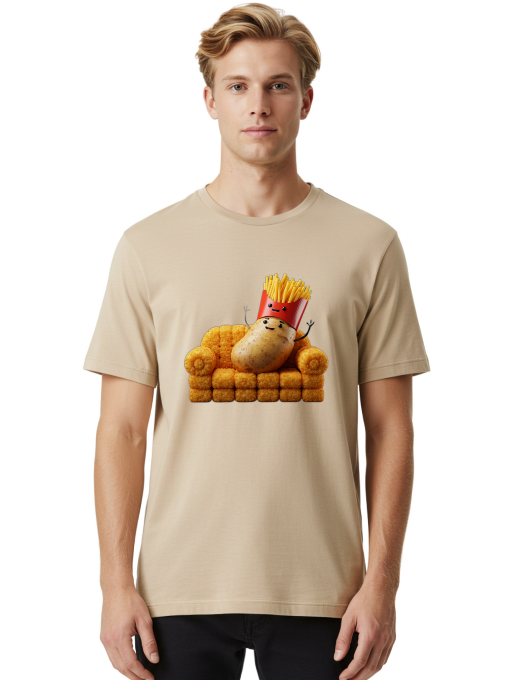 French-Fries-With-Potato Men'S Graphic Tee, 100% Cotton, Comfortable Casual Summer Wear, Machine Washable, Vintage Camera, Old Camera, Antique Camera, Black Camera, Classic Photography, Photography Equipment, Nostalgic Device, Film Camera, Bai008