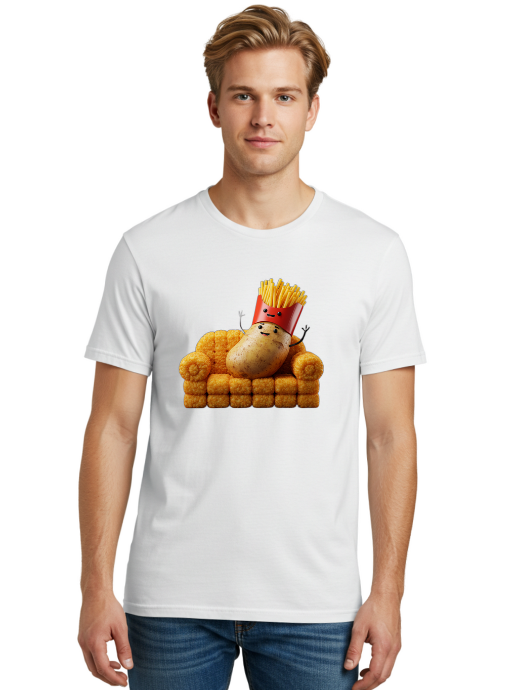 French-Fries-With-Potato Men'S Graphic Tee, 100% Cotton, Comfortable Casual Summer Wear, Machine Washable, Vintage Camera, Old Camera, Antique Camera, Black Camera, Classic Photography, Photography Equipment, Nostalgic Device, Film Camera, Bai008