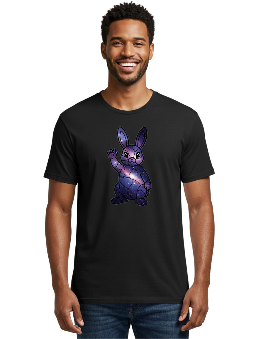 Galaxy-Bunny-1 Men'S Graphic Tee, 100% Cotton, Comfortable Casual Summer Wear, Machine Washable, Vintage Camera, Old Camera, Antique Camera, Black Camera, Classic Photography, Photography Equipment, Nostalgic Device, Film Camera, Camera Art Bai013