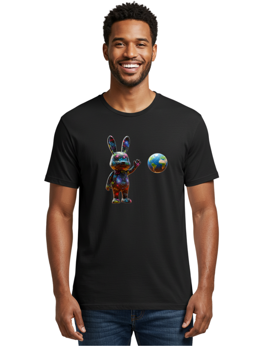 Galaxy-Bunny-3 Men'S Graphic Tee, 100% Cotton, Comfortable Casual Summer Wear, Machine Washable, Vintage Camera, Old Camera, Antique Camera, Black Camera, Classic Photography, Photography Equipment, Nostalgic Device, Film Camera, Camera Art Bai015