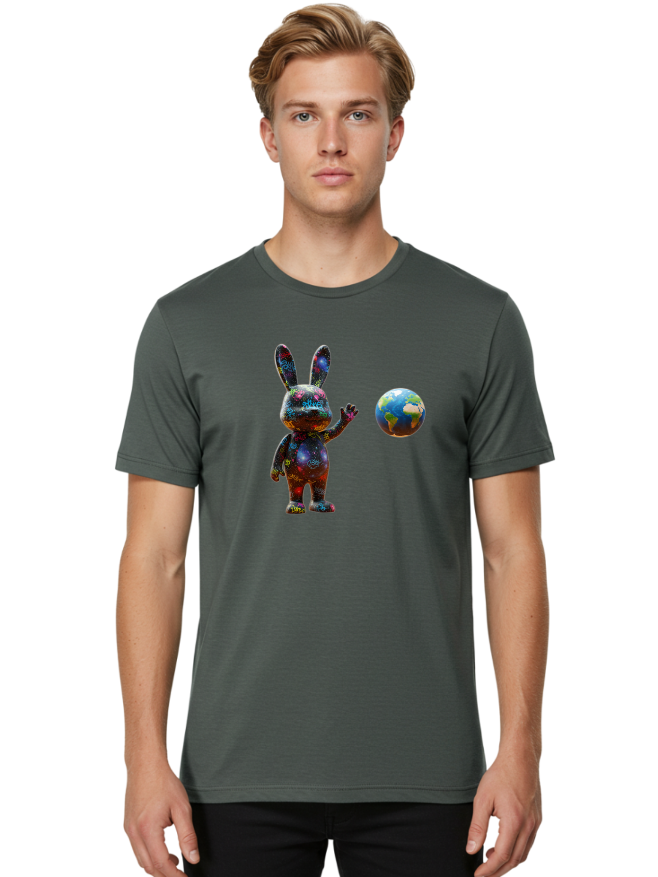 Galaxy-Bunny-3 Men'S Graphic Tee, 100% Cotton, Comfortable Casual Summer Wear, Machine Washable, Vintage Camera, Old Camera, Antique Camera, Black Camera, Classic Photography, Photography Equipment, Nostalgic Device, Film Camera, Camera Art Bai015
