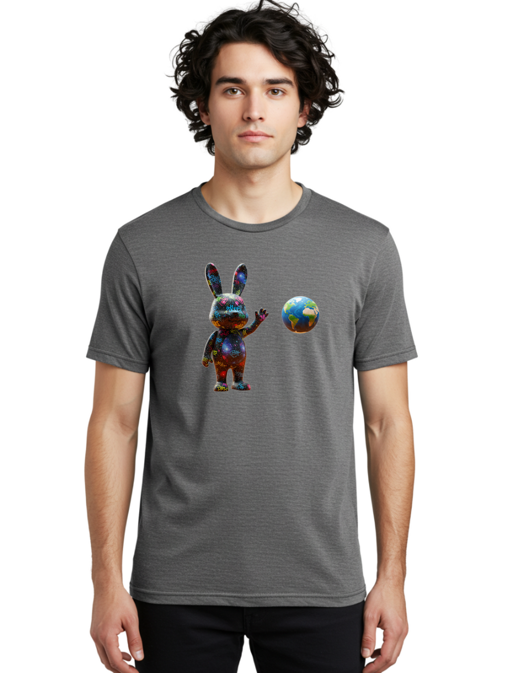 Galaxy-Bunny-3 Men'S Graphic Tee, 100% Cotton, Comfortable Casual Summer Wear, Machine Washable, Vintage Camera, Old Camera, Antique Camera, Black Camera, Classic Photography, Photography Equipment, Nostalgic Device, Film Camera, Camera Art Bai015