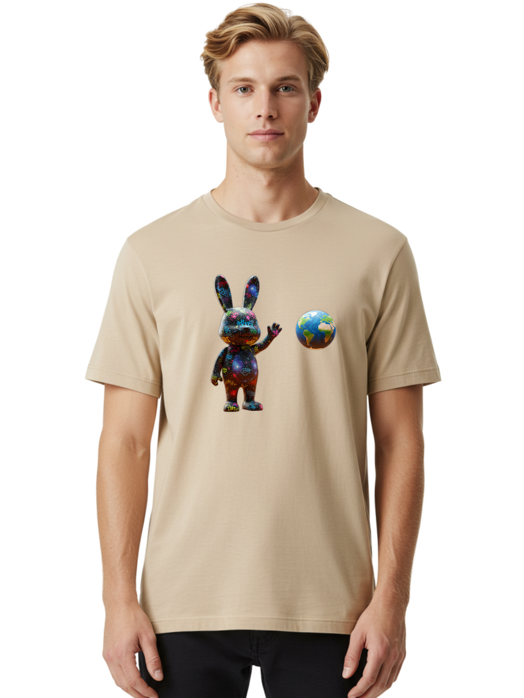Galaxy-Bunny-3 Men'S Graphic Tee, 100% Cotton, Comfortable Casual Summer Wear, Machine Washable, Vintage Camera, Old Camera, Antique Camera, Black Camera, Classic Photography, Photography Equipment, Nostalgic Device, Film Camera, Camera Art Bai015