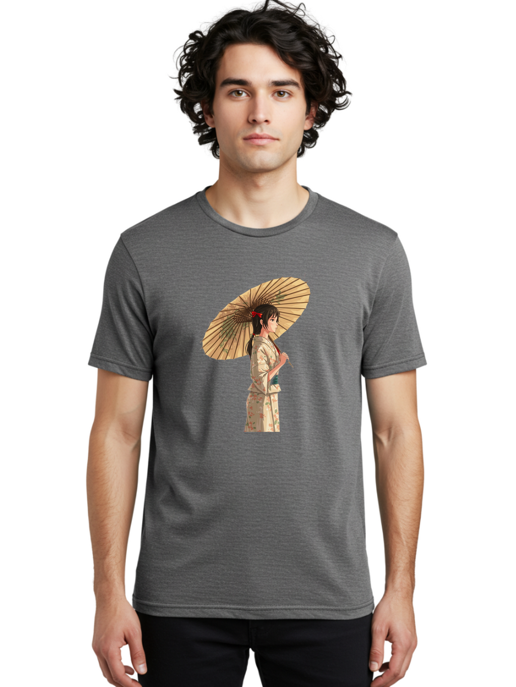 Geisha-With-Parasol Men'S Graphic Tee, 100% Cotton, Comfortable Casual Summer Wear, Machine Washable, Vintage Camera, Old Camera, Antique Camera, Black Camera, Classic Photography, Photography Equipment, Nostalgic Device, Film Camera, Bai023