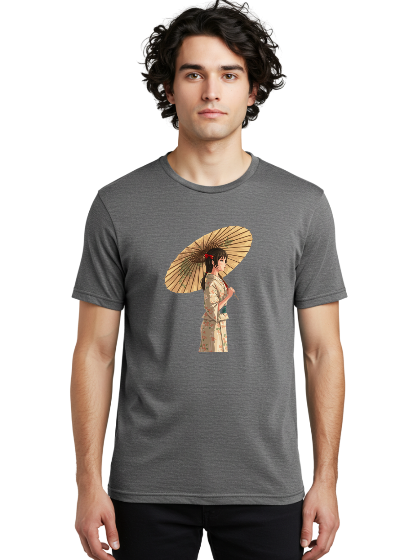 Geisha-With-Parasol Men'S Graphic Tee, 100% Cotton, Comfortable Casual Summer Wear, Machine Washable, Vintage Camera, Old Camera, Antique Camera, Black Camera, Classic Photography, Photography Equipment, Nostalgic Device, Film Camera, Bai023