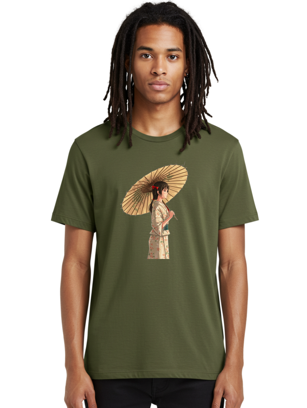 Geisha-With-Parasol Men'S Graphic Tee, 100% Cotton, Comfortable Casual Summer Wear, Machine Washable, Vintage Camera, Old Camera, Antique Camera, Black Camera, Classic Photography, Photography Equipment, Nostalgic Device, Film Camera, Bai023