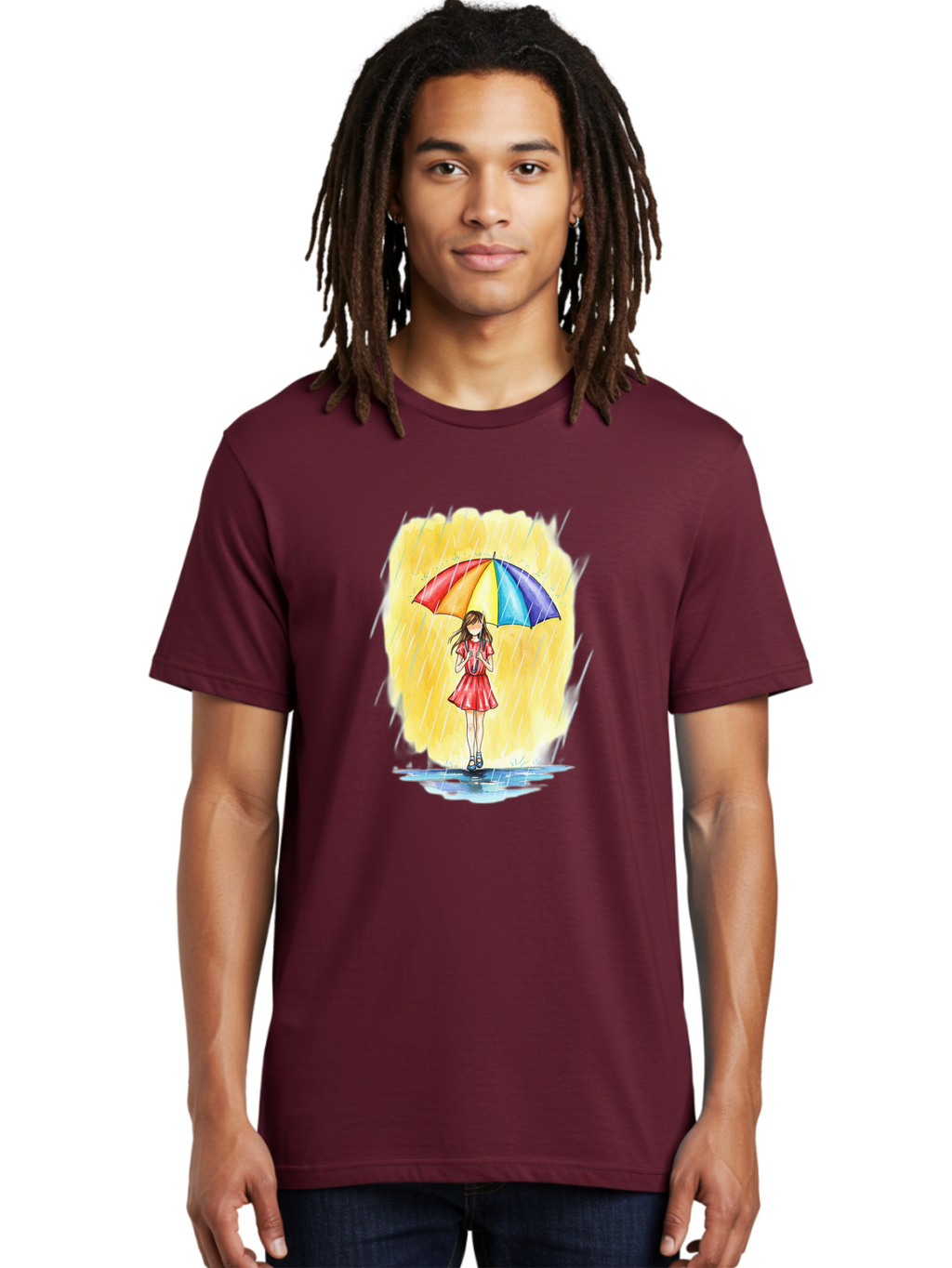 Girl-In-Red-Dress-With-Rainbow-Umbrella Men'S Graphic Tee, 100% Cotton, Comfortable Casual Summer Wear, Machine Washable, Vintage Camera, Old Camera, Antique Camera, Black Camera, Classic Photography, Photography Equipment, Nostalgic Device, Bai027