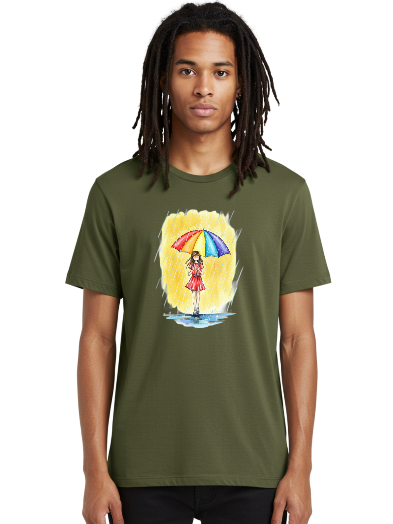 Girl-In-Red-Dress-With-Rainbow-Umbrella Men'S Graphic Tee, 100% Cotton, Comfortable Casual Summer Wear, Machine Washable, Vintage Camera, Old Camera, Antique Camera, Black Camera, Classic Photography, Photography Equipment, Nostalgic Device, Bai027
