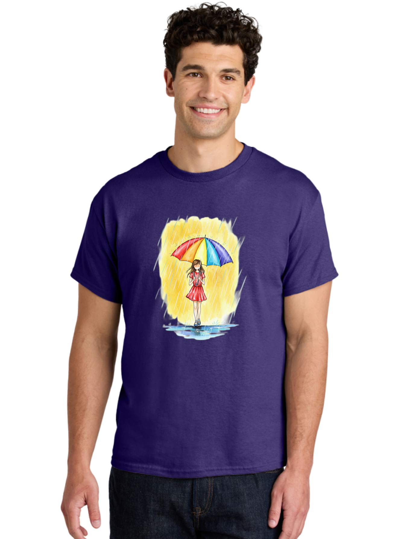 Girl-In-Red-Dress-With-Rainbow-Umbrella Men'S Graphic Tee, 100% Cotton, Comfortable Casual Summer Wear, Machine Washable, Vintage Camera, Old Camera, Antique Camera, Black Camera, Classic Photography, Photography Equipment, Nostalgic Device, Bai027