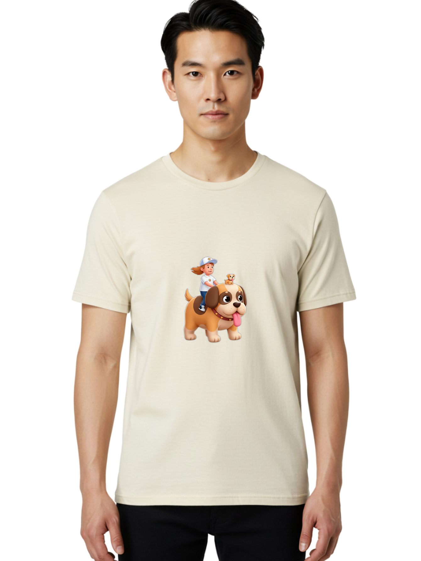 Girl-Riding-Dog Men'S Graphic Tee, 100% Cotton, Comfortable Casual Summer Wear, Machine Washable, Vintage Camera, Old Camera, Antique Camera, Black Camera, Classic Photography, Photography Equipment, Nostalgic Device, Film Camera, Camera Art Bai028
