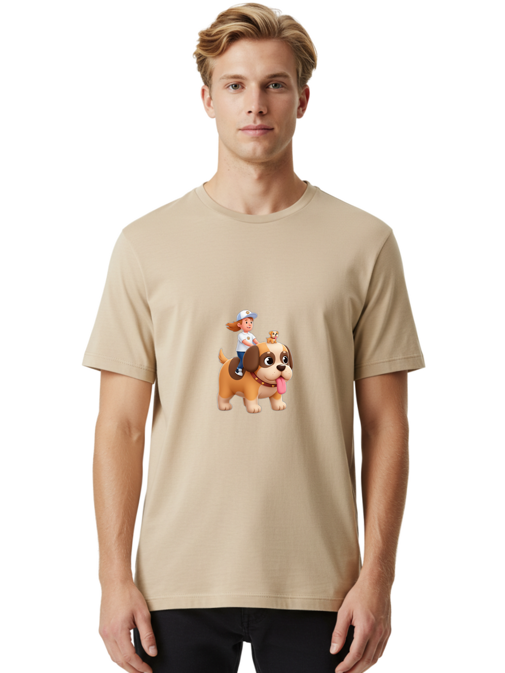 Girl-Riding-Dog Men'S Graphic Tee, 100% Cotton, Comfortable Casual Summer Wear, Machine Washable, Vintage Camera, Old Camera, Antique Camera, Black Camera, Classic Photography, Photography Equipment, Nostalgic Device, Film Camera, Camera Art Bai028