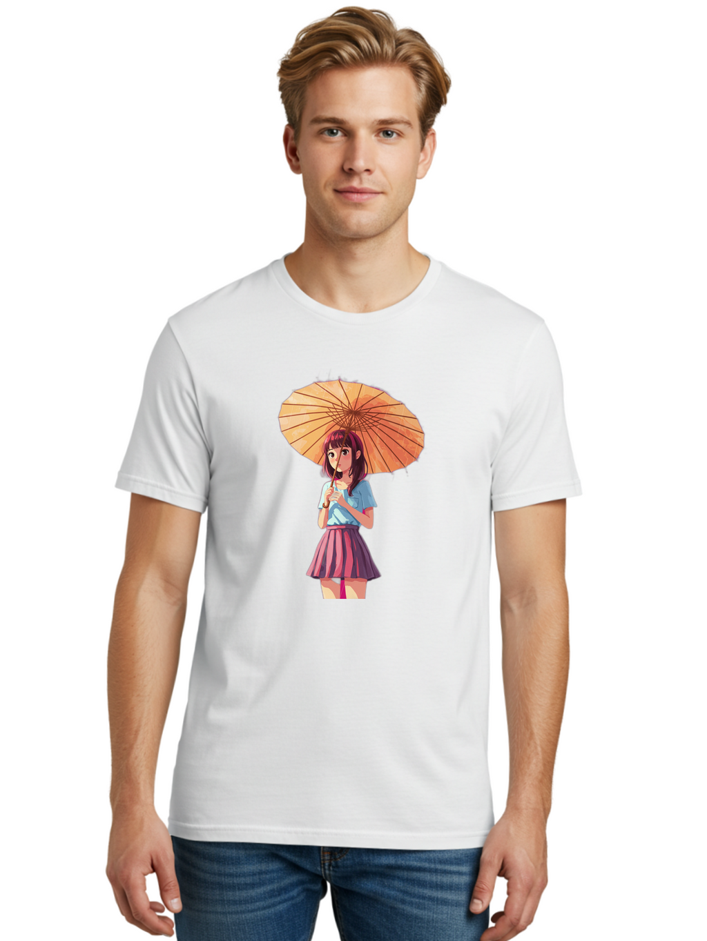 Girl-With-Parasol-1 Men'S Graphic Tee, 100% Cotton, Comfortable Casual Summer Wear, Machine Washable, Vintage Camera, Old Camera, Antique Camera, Black Camera, Classic Photography, Photography Equipment, Nostalgic Device, Film Camera, Bai030