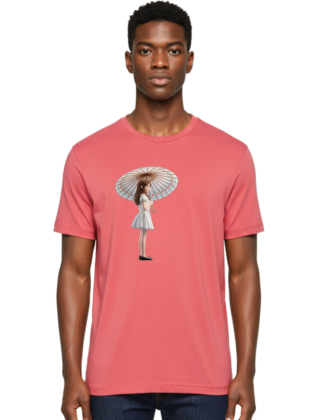 Girl-With-Parasol-3 Men'S Graphic Tee, 100% Cotton, Comfortable Casual Summer Wear, Machine Washable, Vintage Camera, Old Camera, Antique Camera, Black Camera, Classic Photography, Photography Equipment, Nostalgic Device, Film Camera, Bai032