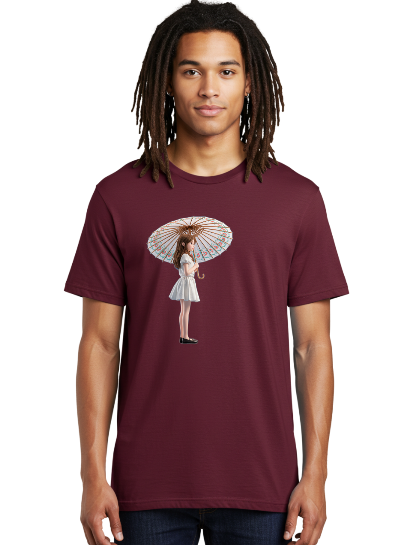 Girl-With-Parasol-3 Men'S Graphic Tee, 100% Cotton, Comfortable Casual Summer Wear, Machine Washable, Vintage Camera, Old Camera, Antique Camera, Black Camera, Classic Photography, Photography Equipment, Nostalgic Device, Film Camera, Bai032