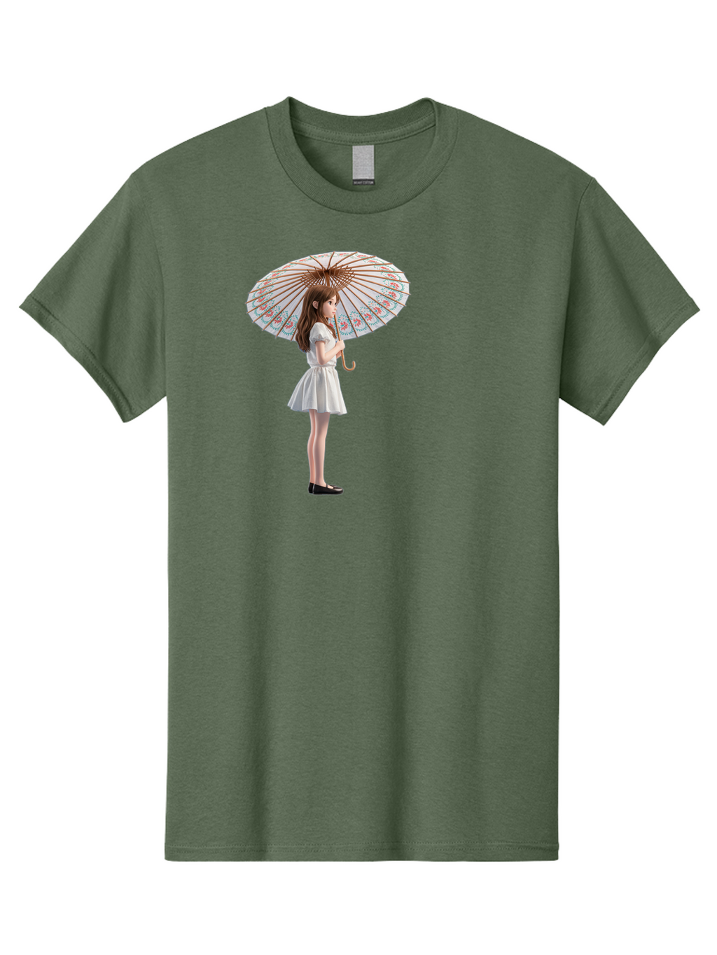 Girl-With-Parasol-3 Men'S Graphic Tee, 100% Cotton, Comfortable Casual Summer Wear, Machine Washable, Vintage Camera, Old Camera, Antique Camera, Black Camera, Classic Photography, Photography Equipment, Nostalgic Device, Film Camera, Bai032