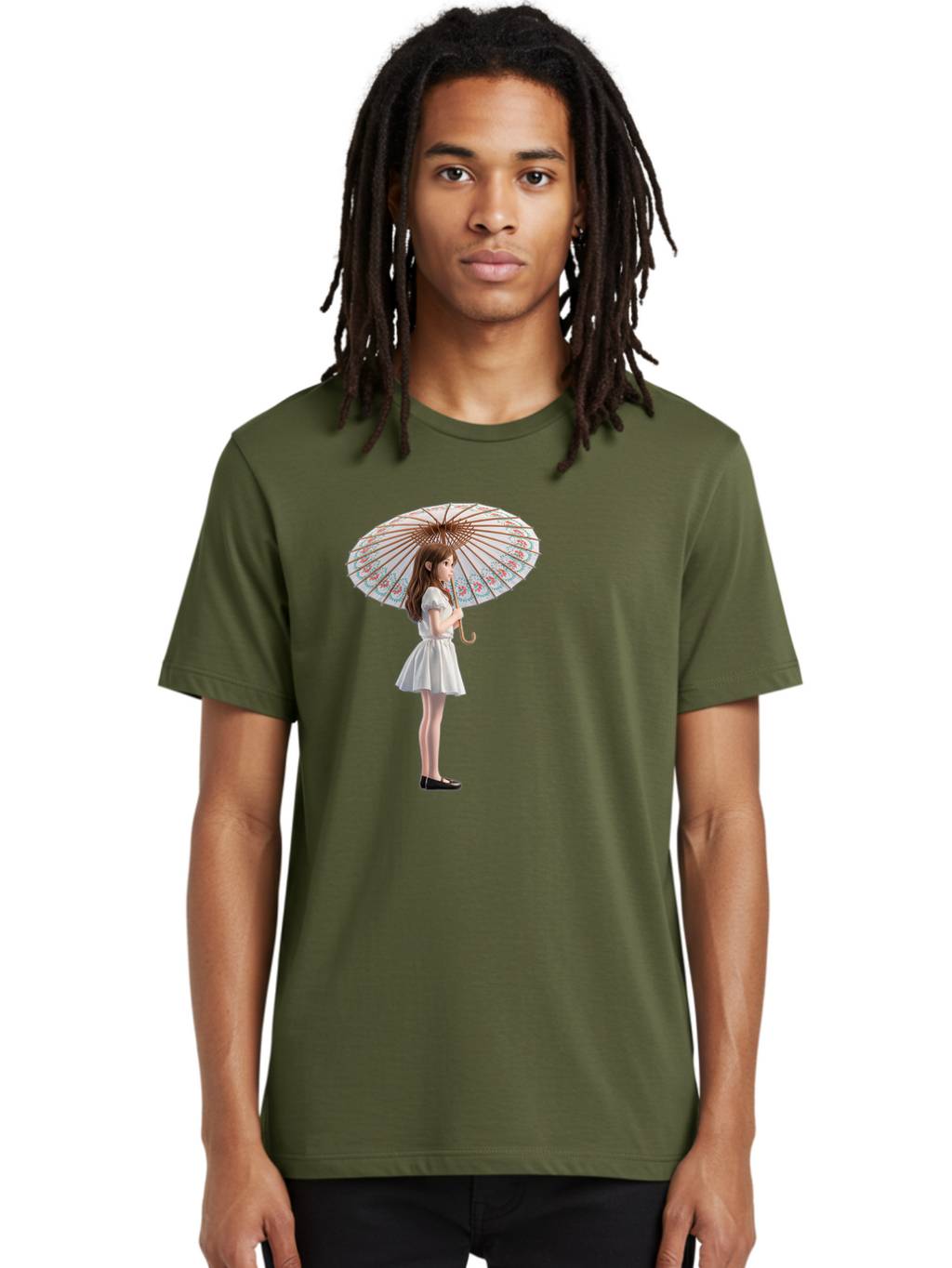 Girl-With-Parasol-3 Men'S Graphic Tee, 100% Cotton, Comfortable Casual Summer Wear, Machine Washable, Vintage Camera, Old Camera, Antique Camera, Black Camera, Classic Photography, Photography Equipment, Nostalgic Device, Film Camera, Bai032