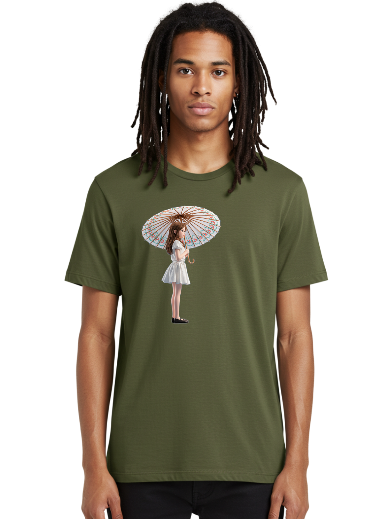 Girl-With-Parasol-3 Men'S Graphic Tee, 100% Cotton, Comfortable Casual Summer Wear, Machine Washable, Vintage Camera, Old Camera, Antique Camera, Black Camera, Classic Photography, Photography Equipment, Nostalgic Device, Film Camera, Bai032