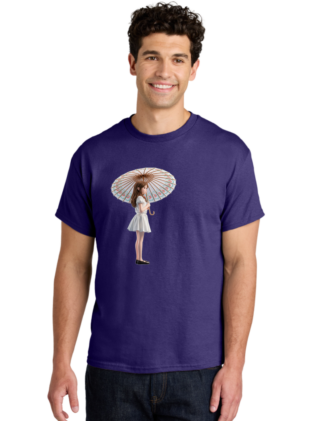 Girl-With-Parasol-3 Men'S Graphic Tee, 100% Cotton, Comfortable Casual Summer Wear, Machine Washable, Vintage Camera, Old Camera, Antique Camera, Black Camera, Classic Photography, Photography Equipment, Nostalgic Device, Film Camera, Bai032