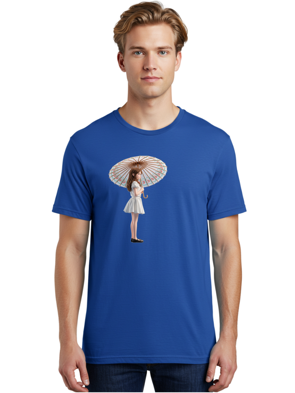 Girl-With-Parasol-3 Men'S Graphic Tee, 100% Cotton, Comfortable Casual Summer Wear, Machine Washable, Vintage Camera, Old Camera, Antique Camera, Black Camera, Classic Photography, Photography Equipment, Nostalgic Device, Film Camera, Bai032