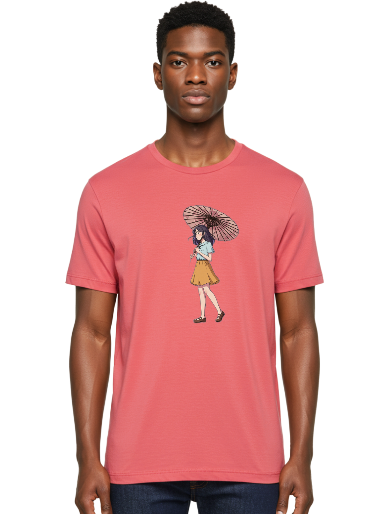Girl-With-Parasol-4 Men'S Graphic Tee, 100% Cotton, Comfortable Casual Summer Wear, Machine Washable, Vintage Camera, Old Camera, Antique Camera, Black Camera, Classic Photography, Photography Equipment, Nostalgic Device, Film Camera, Bai033
