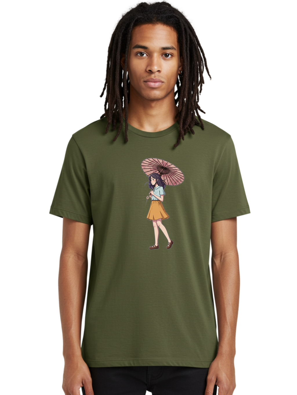 Girl-With-Parasol-4 Men'S Graphic Tee, 100% Cotton, Comfortable Casual Summer Wear, Machine Washable, Vintage Camera, Old Camera, Antique Camera, Black Camera, Classic Photography, Photography Equipment, Nostalgic Device, Film Camera, Bai033