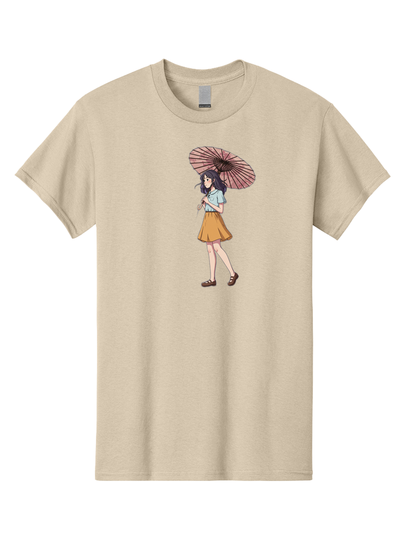 Girl-With-Parasol-4 Men'S Graphic Tee, 100% Cotton, Comfortable Casual Summer Wear, Machine Washable, Vintage Camera, Old Camera, Antique Camera, Black Camera, Classic Photography, Photography Equipment, Nostalgic Device, Film Camera, Bai033