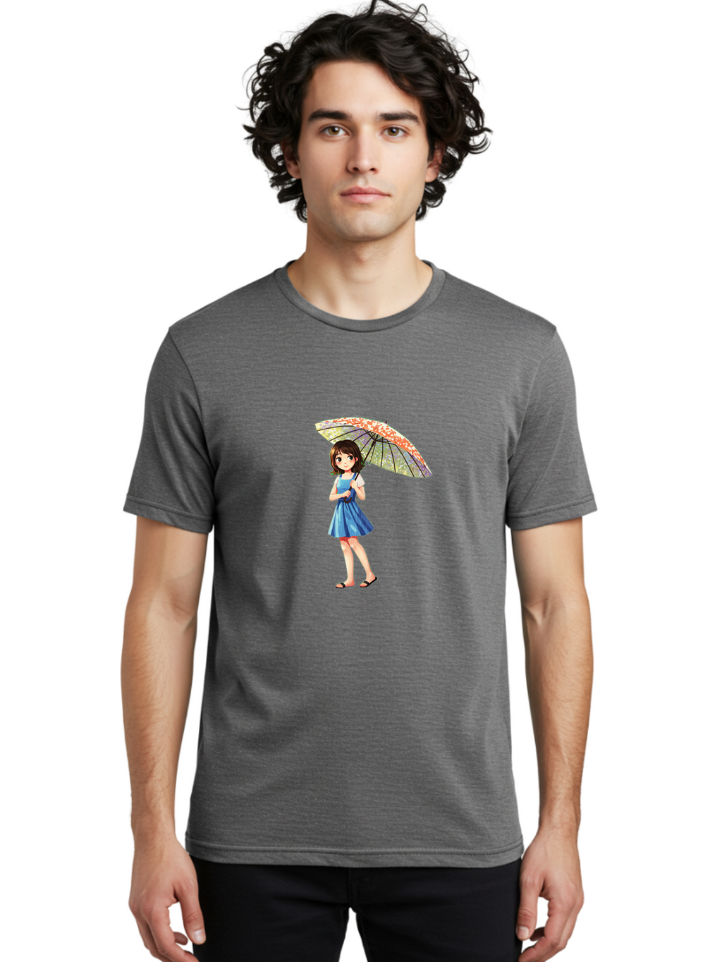 Girl-With-Parasol-5 Men'S Graphic Tee, 100% Cotton, Comfortable Casual Summer Wear, Machine Washable, Vintage Camera, Old Camera, Antique Camera, Black Camera, Classic Photography, Photography Equipment, Nostalgic Device, Film Camera, Bai034