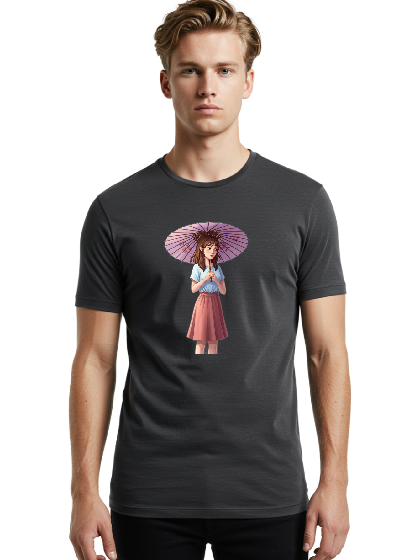 Girl-With-Parasol Men'S Graphic Tee, 100% Cotton, Comfortable Casual Summer Wear, Machine Washable, Vintage Camera, Old Camera, Antique Camera, Black Camera, Classic Photography, Photography Equipment, Nostalgic Device, Film Camera, Camera Art Bai035