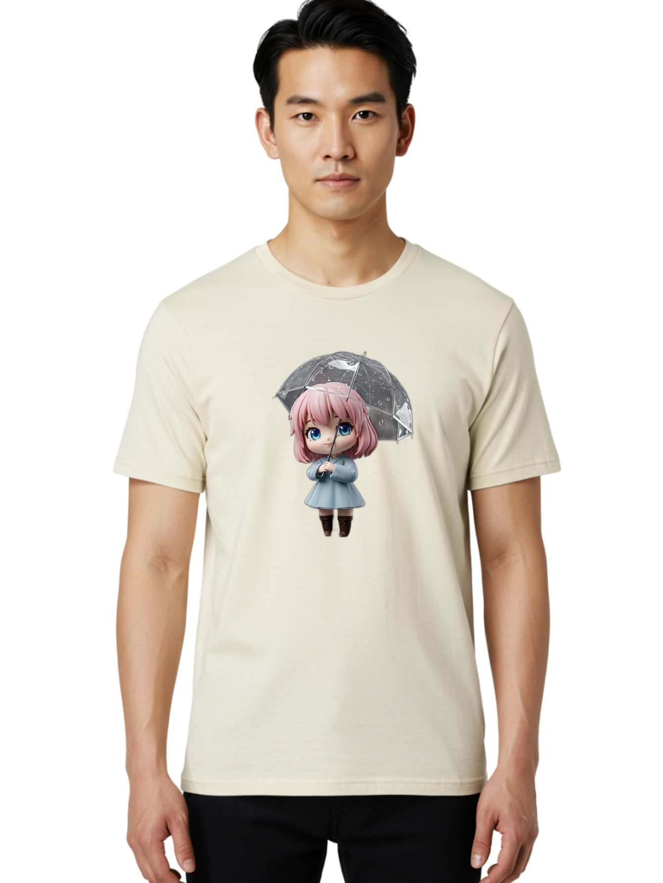 Girl-With-Umbrella-1 Men'S Graphic Tee, 100% Cotton, Comfortable Casual Summer Wear, Machine Washable, Vintage Camera, Old Camera, Antique Camera, Black Camera, Classic Photography, Photography Equipment, Nostalgic Device, Film Camera, Bai037