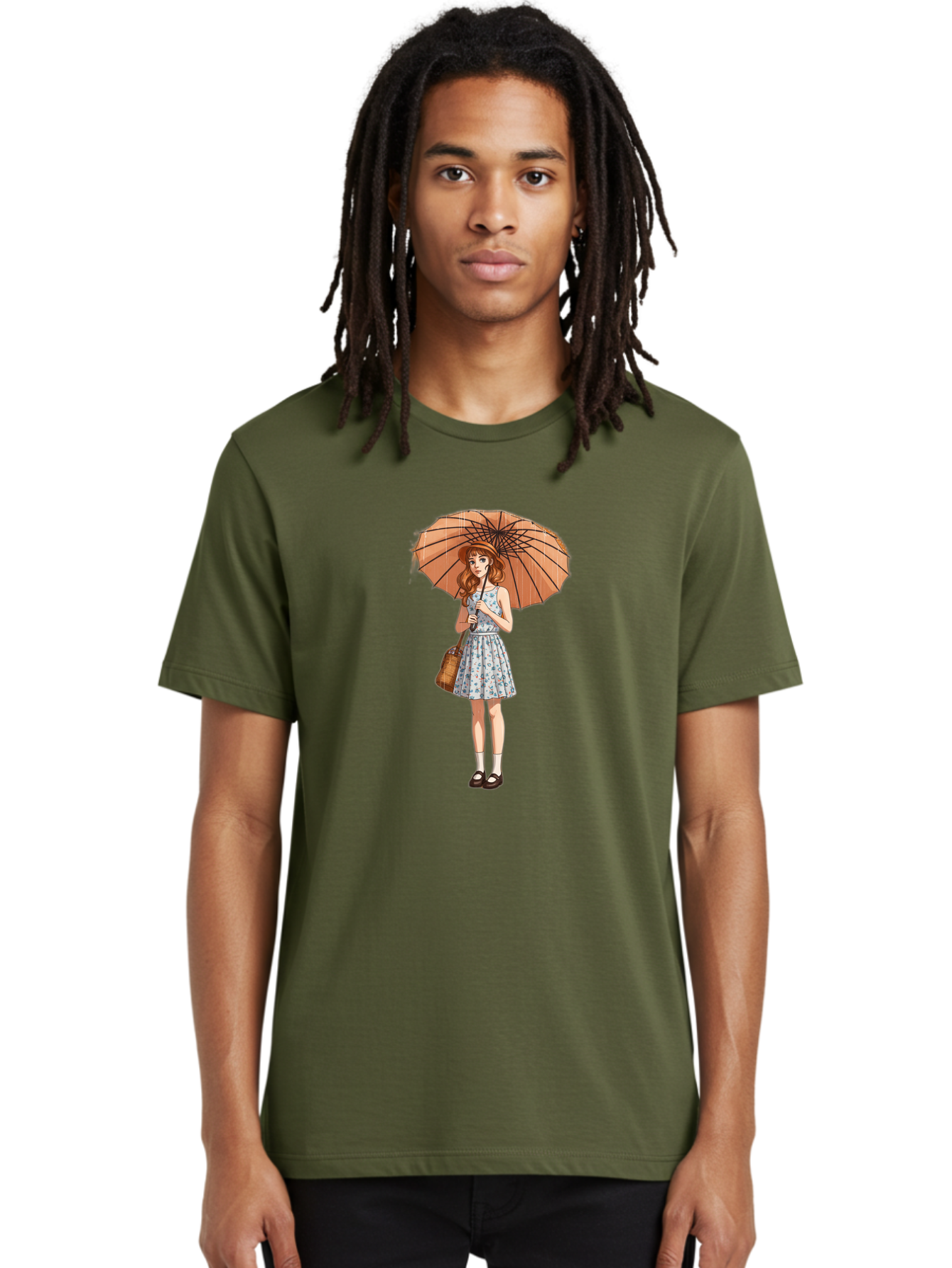 Girl-With-Umbrella-2 Men'S Graphic Tee, 100% Cotton, Comfortable Casual Summer Wear, Machine Washable, Vintage Camera, Old Camera, Antique Camera, Black Camera, Classic Photography, Photography Equipment, Nostalgic Device, Film Camera, Bai038