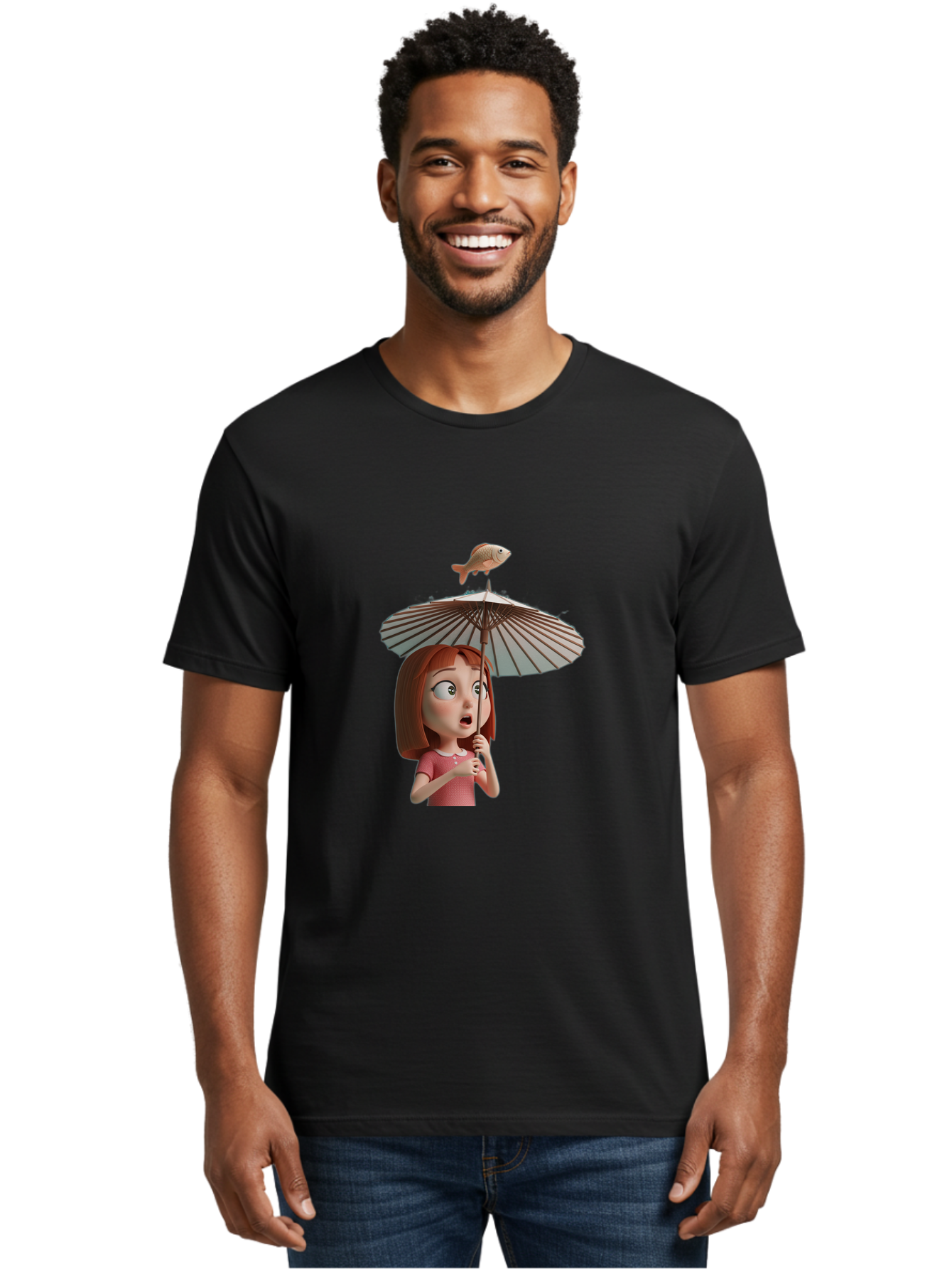 Girl-With-Umbrella-And-Fish Men'S Graphic Tee, 100% Cotton, Comfortable Casual Summer Wear, Machine Washable, Vintage Camera, Old Camera, Antique Camera, Black Camera, Classic Photography, Photography Equipment, Nostalgic Device, Film Camera, Bai039