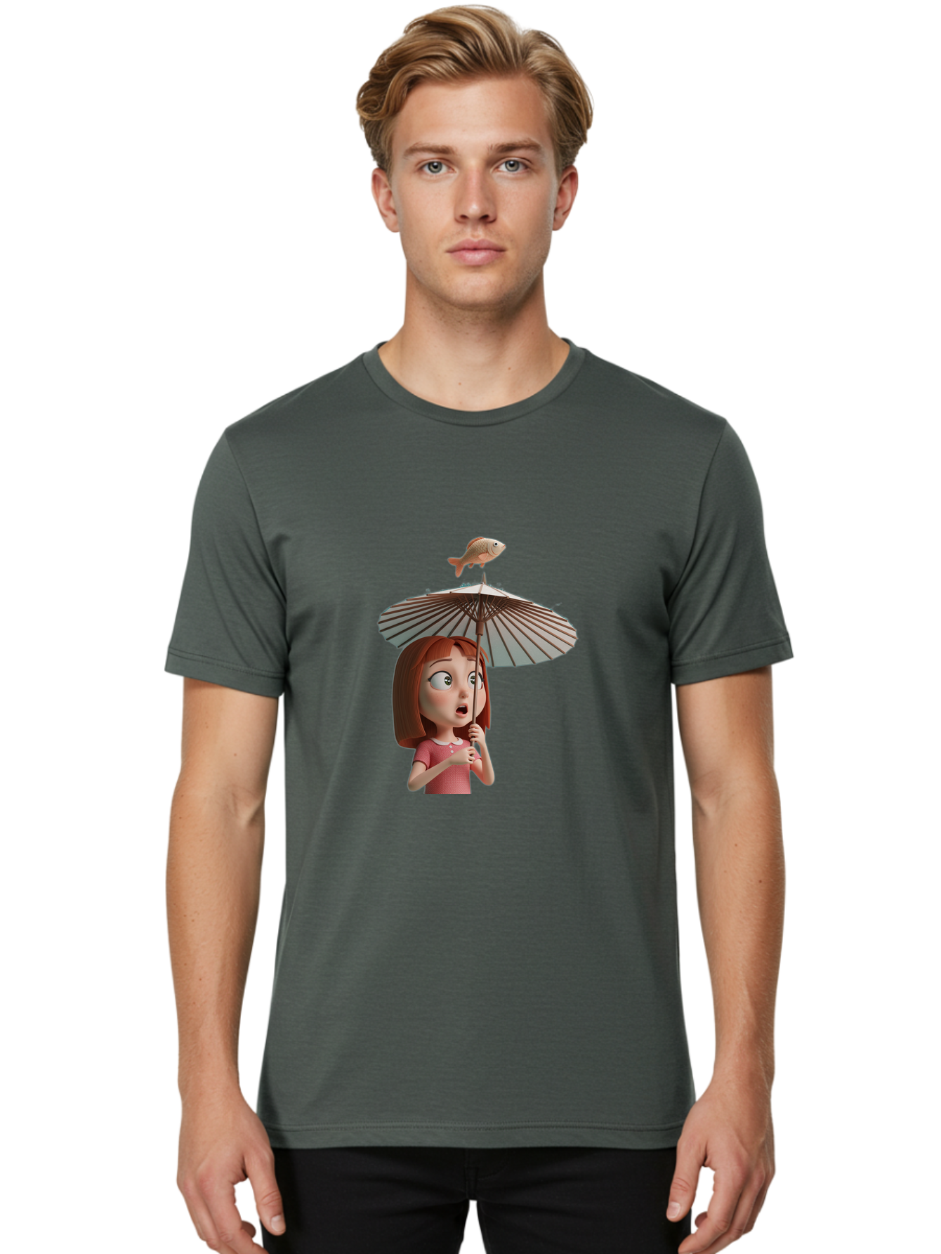 Girl-With-Umbrella-And-Fish Men'S Graphic Tee, 100% Cotton, Comfortable Casual Summer Wear, Machine Washable, Vintage Camera, Old Camera, Antique Camera, Black Camera, Classic Photography, Photography Equipment, Nostalgic Device, Film Camera, Bai039