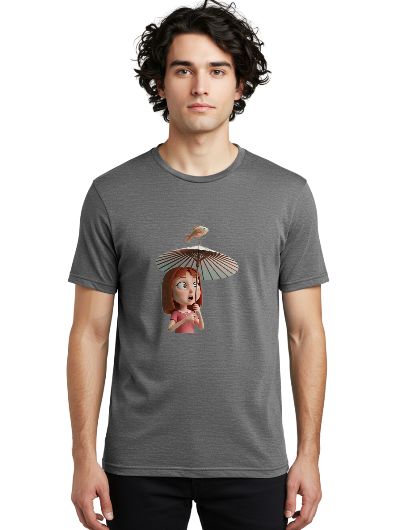 Girl-With-Umbrella-And-Fish Men'S Graphic Tee, 100% Cotton, Comfortable Casual Summer Wear, Machine Washable, Vintage Camera, Old Camera, Antique Camera, Black Camera, Classic Photography, Photography Equipment, Nostalgic Device, Film Camera, Bai039