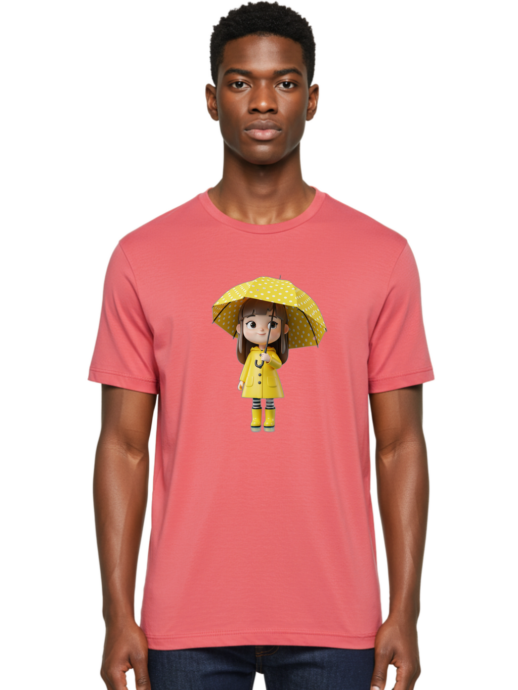 Girl-With-Yellow-Raincoat-And-Umbrella Men'S Graphic Tee, 100% Cotton, Comfortable Casual Summer Wear, Machine Washable, Vintage Camera, Old Camera, Antique Camera, Black Camera, Classic Photography, Photography Equipment, Nostalgic Device, Bai041
